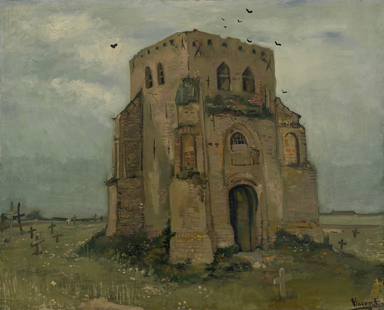 画像：フィンセント・ファン・ゴッホ ≪古い教会の塔、ニューネン（「農民の墓地」）≫