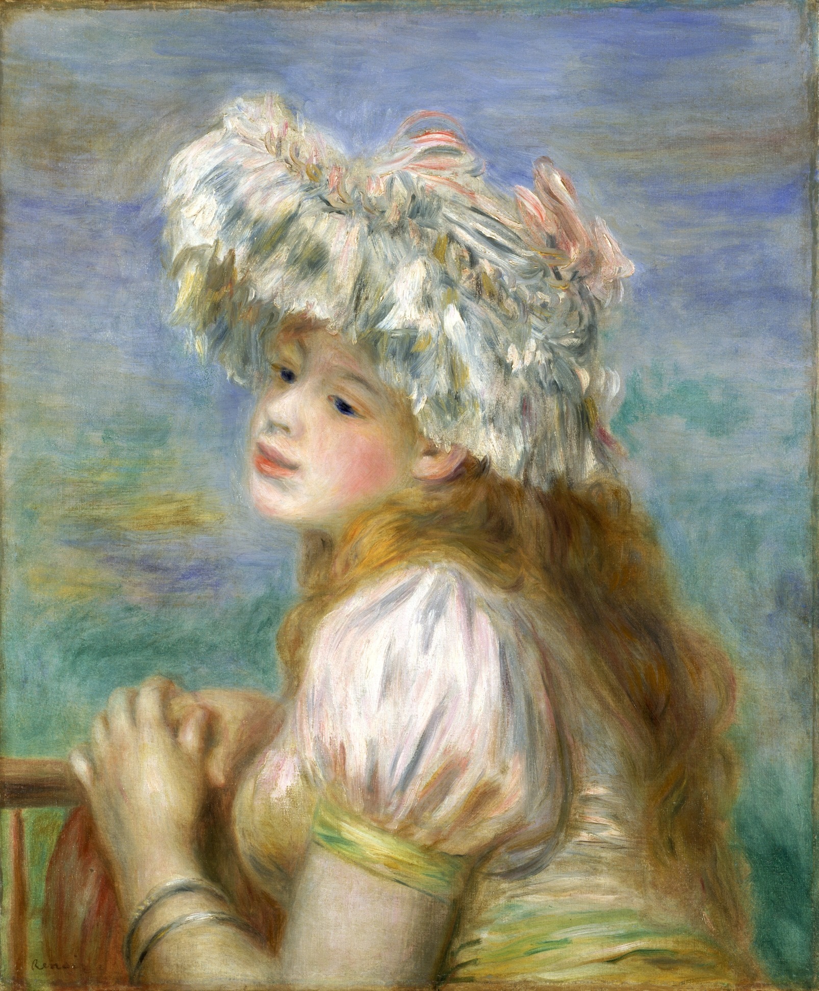 画像：レースの帽子の少女　ピエール・オーギュスト・ルノワール　1891年　油彩／カンヴァス